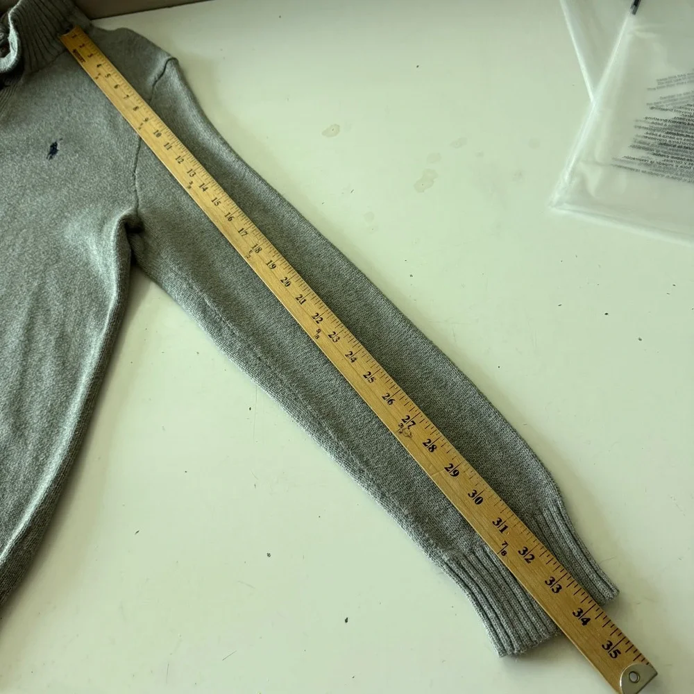 Polo Ralph Lauren Mens Large Grey Cotton Mock Neck Button Sweater Pullover Pony